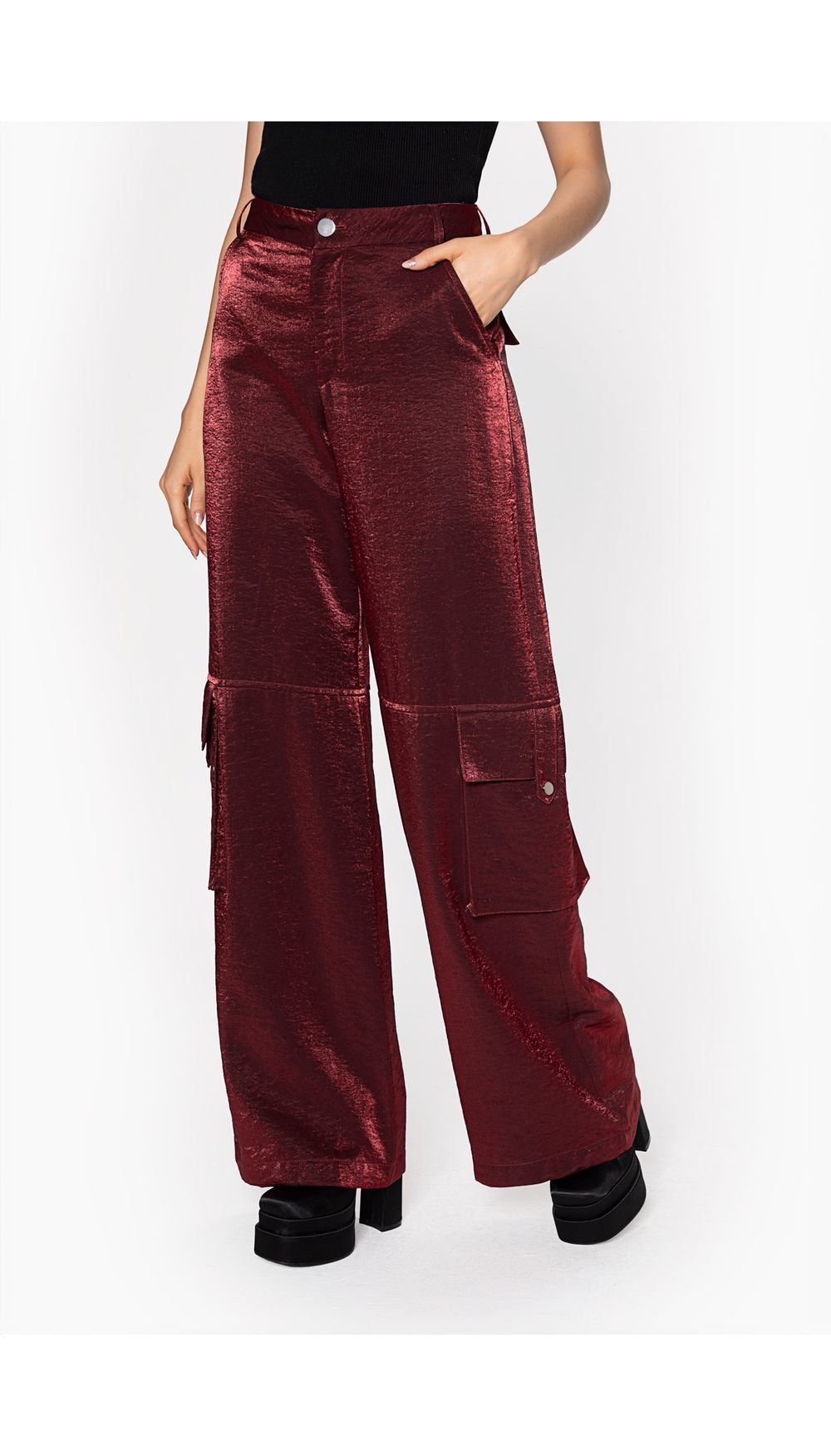 Pantalon palazo estilo cargo para mujer