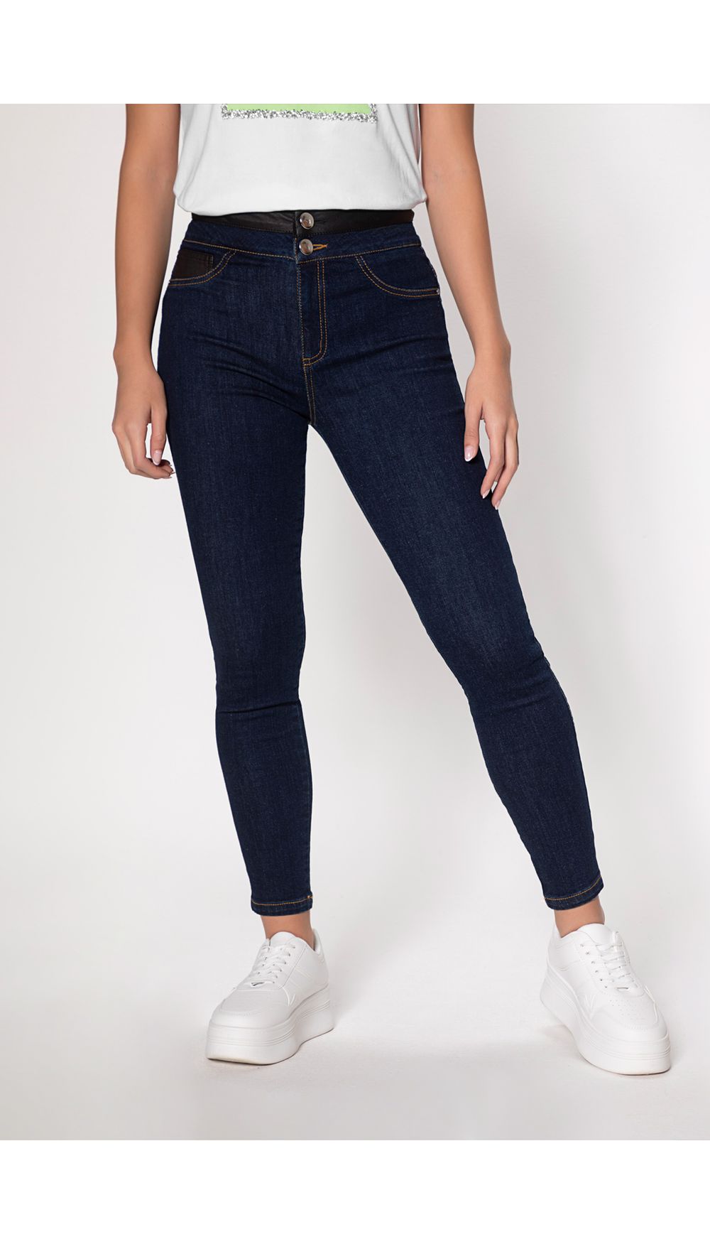 Jean dama tiro alto  skinny