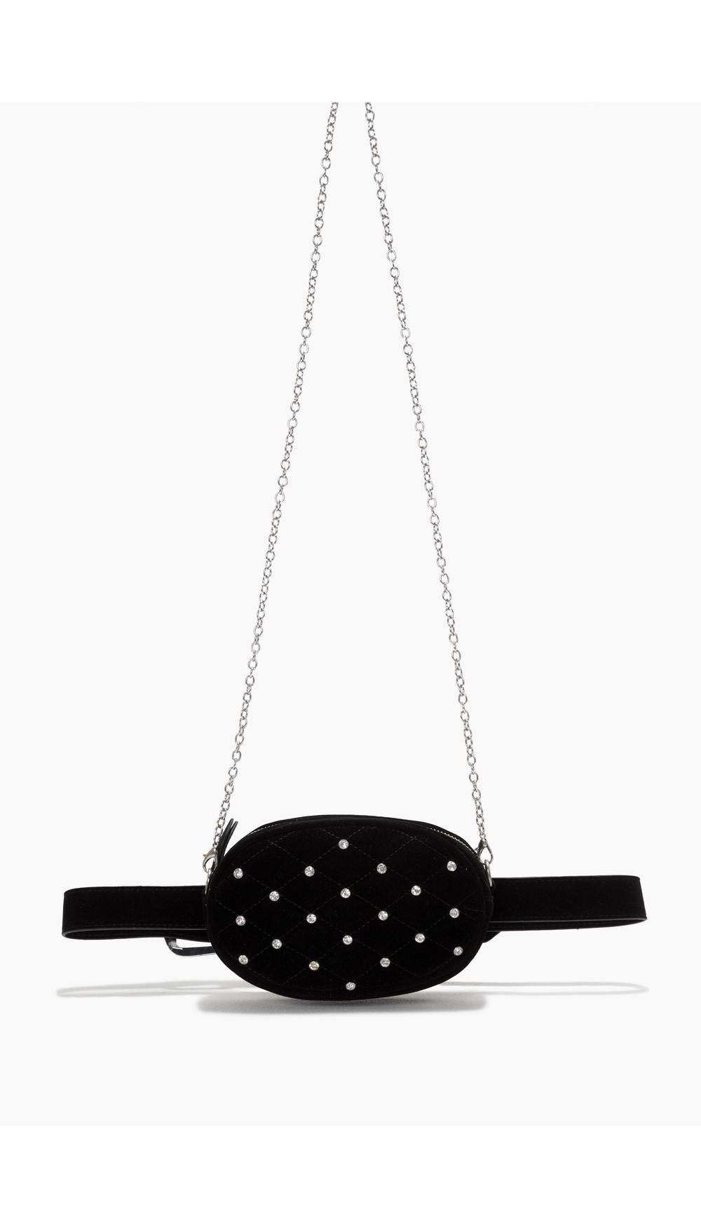 Bolso híbrido en velvet con apliques