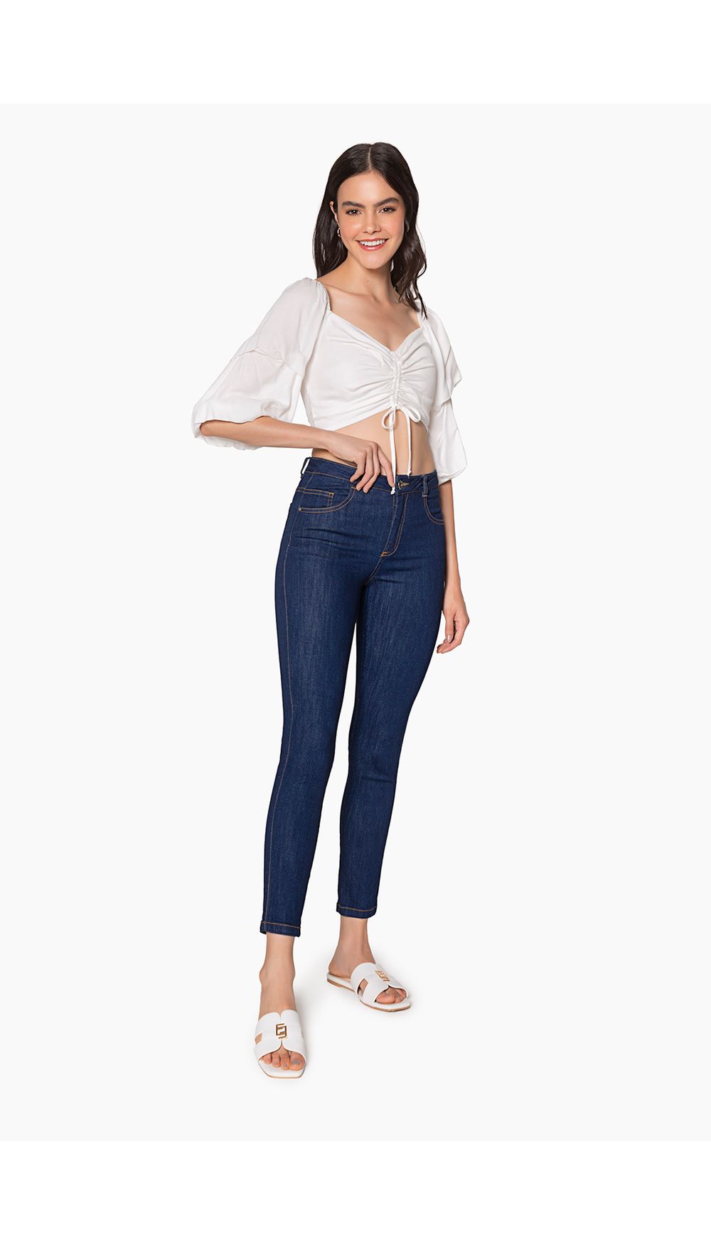 Blusa crop manga 3/4