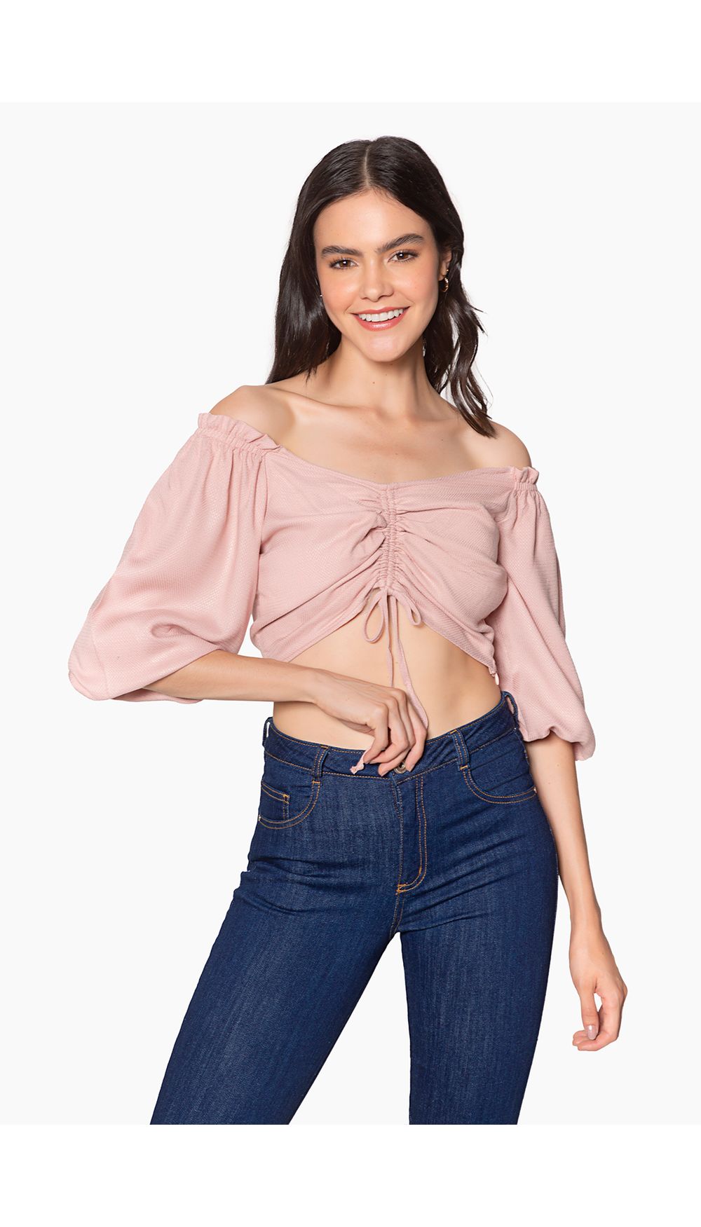 Blusa crop con zurcido en frente
