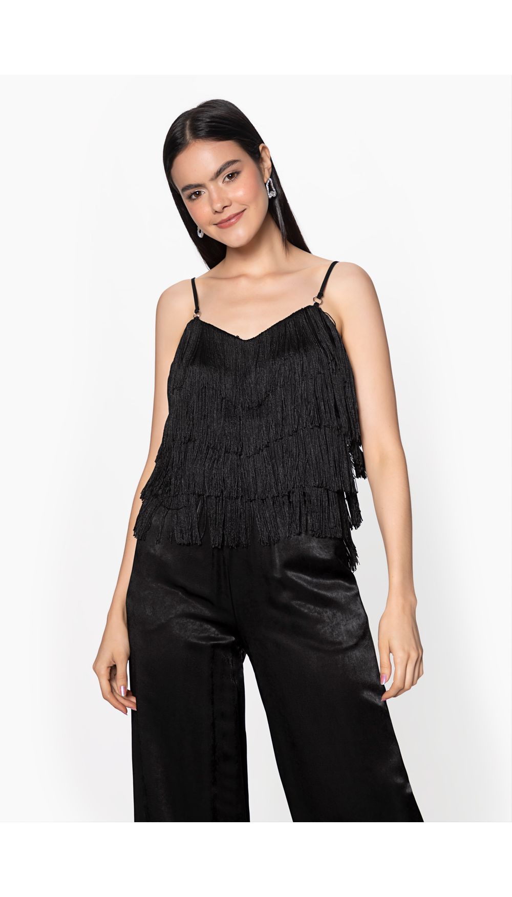 Blusa con flecos  para dama de tiras