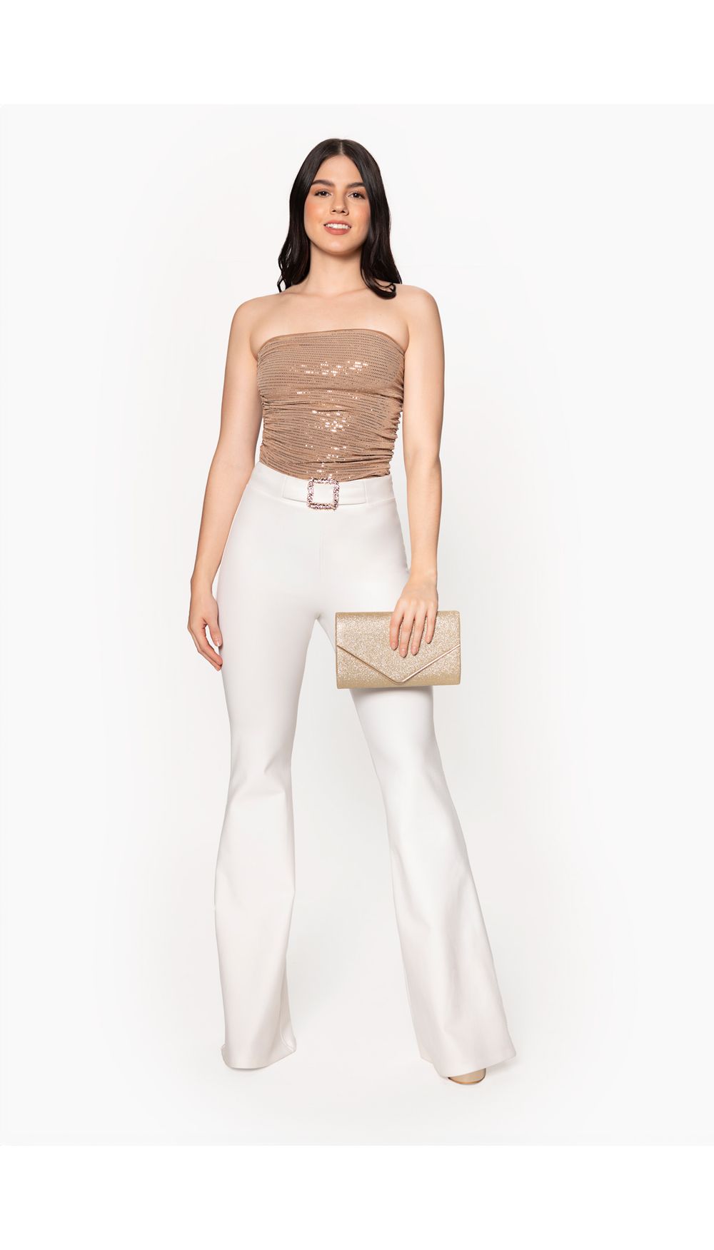 Blusa strapless con ruche al costado par