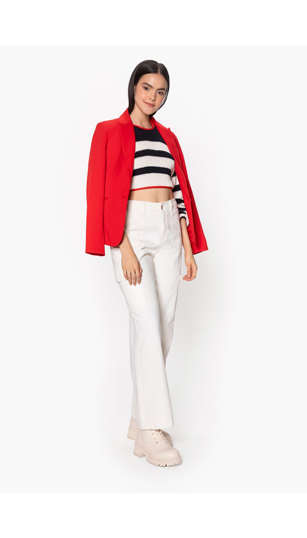Blusa tejida a rayas con espalda descubi