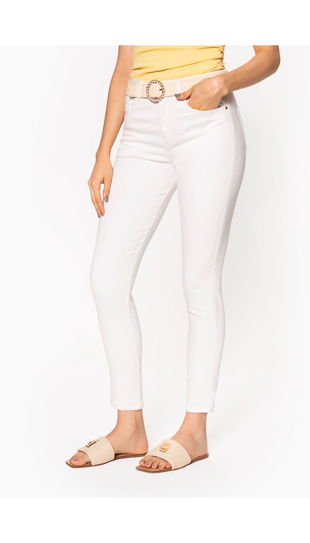 Jean dama tiro  medio skinny con correa