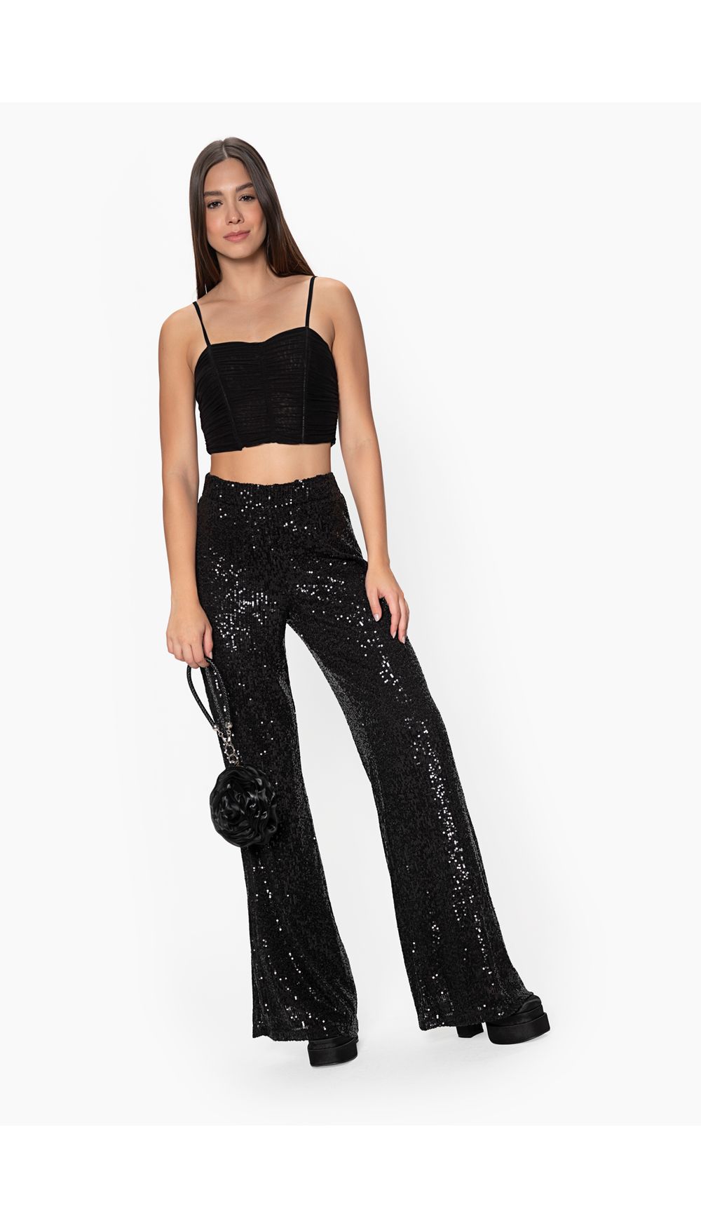 Blusa dama crop de tiras en mesh