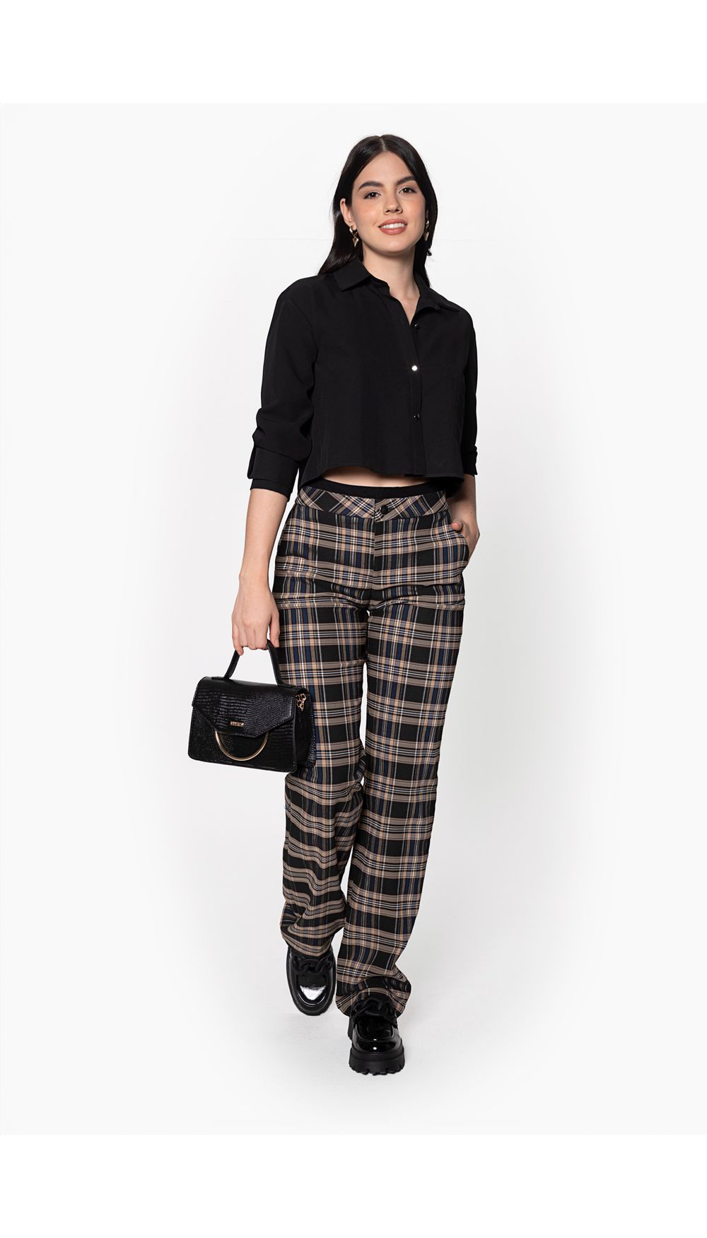 Pantalon recto para mujer tiro alto