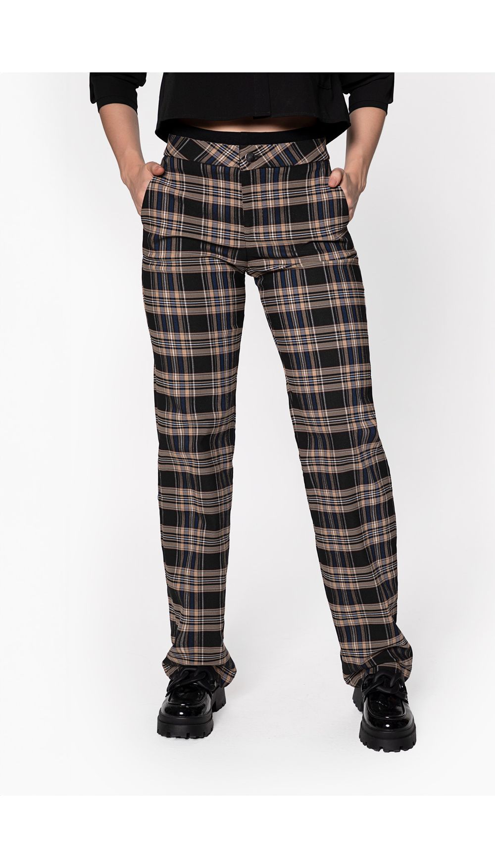 Pantalon recto para mujer tiro alto