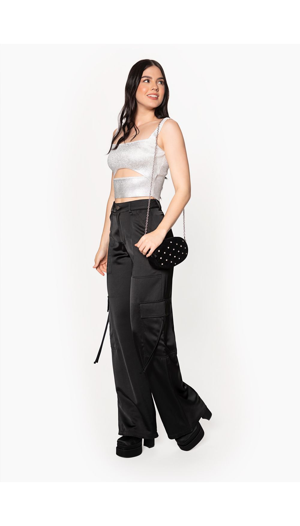 Blusa manga sisa con foil para mujer