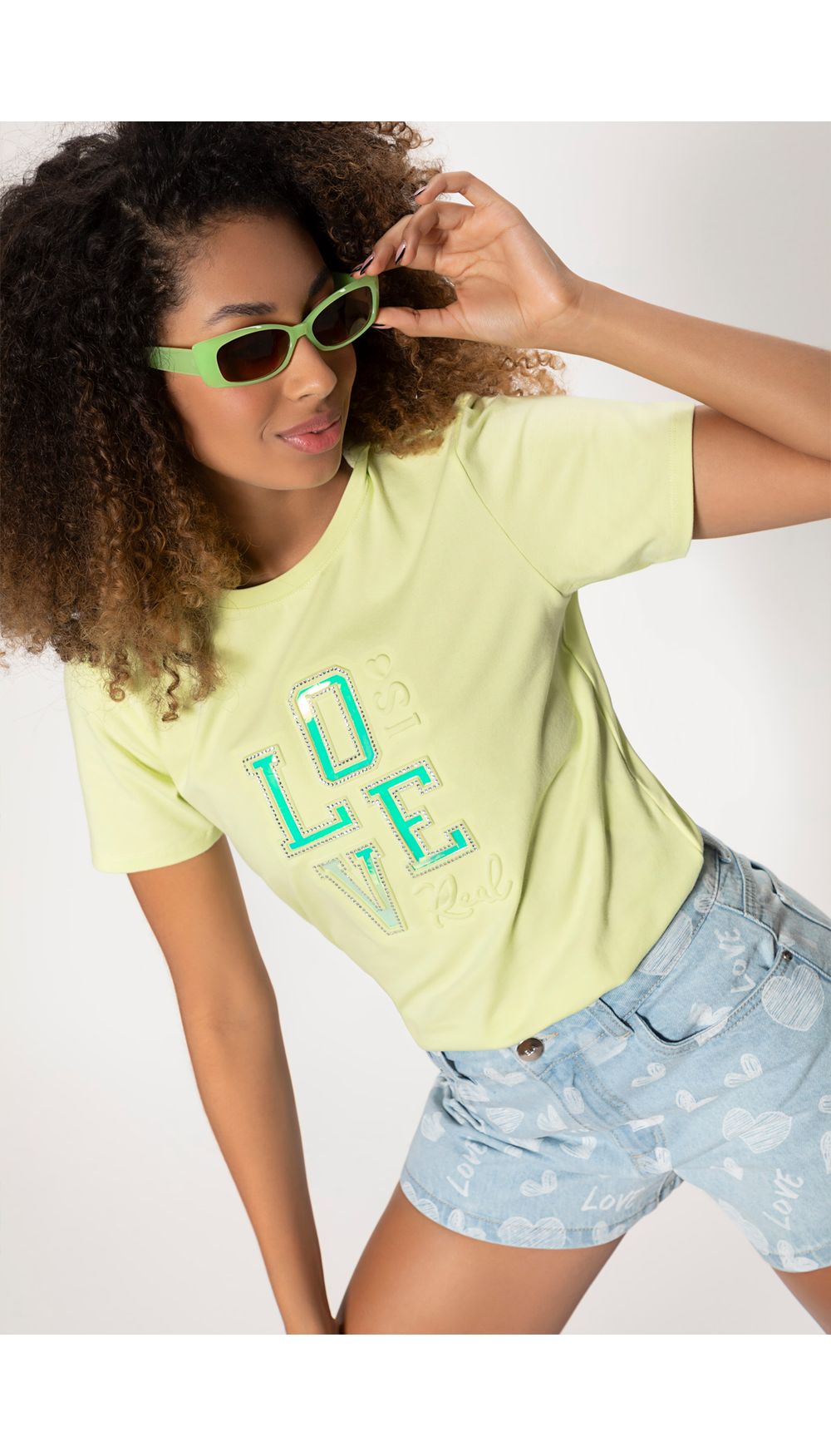 Camiseta mujer estampada con relieve
