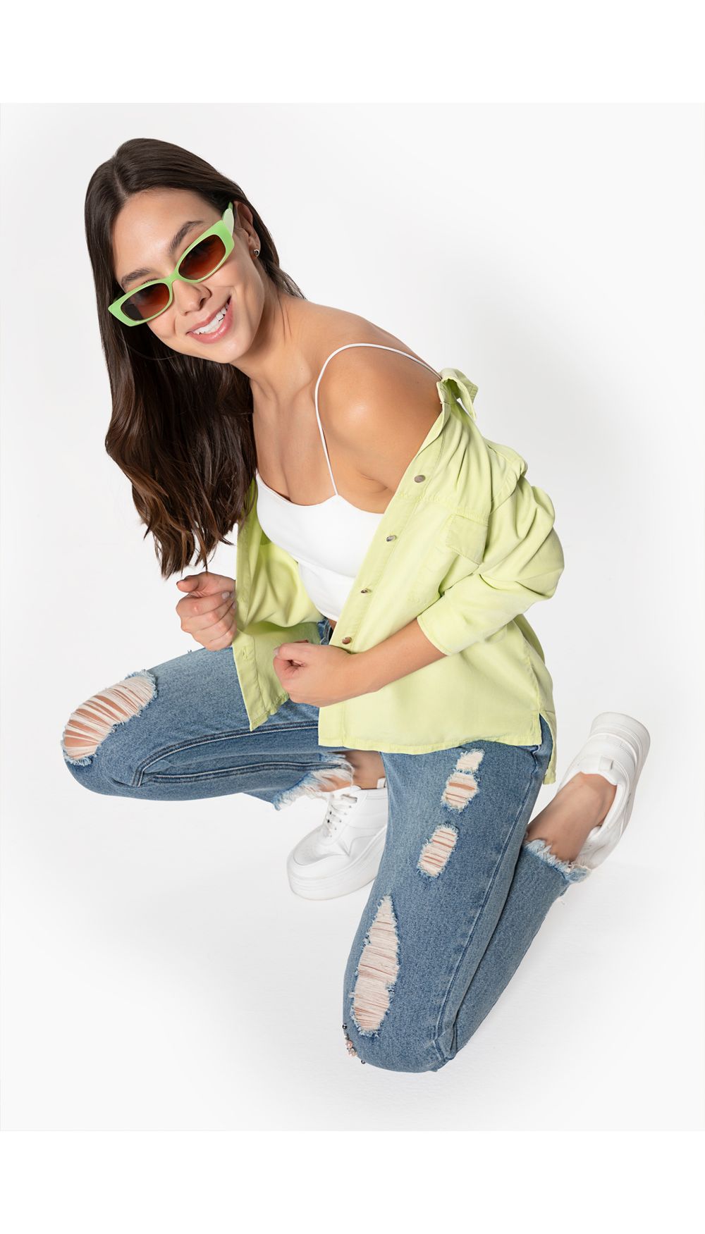 Camisa dama en denim manga larga