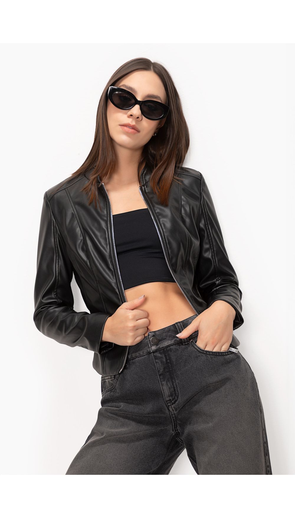 Chaqueta para mujer basica en pu