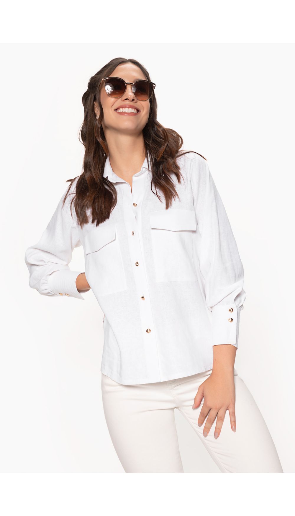 Blusa camisera para mujer manga larga