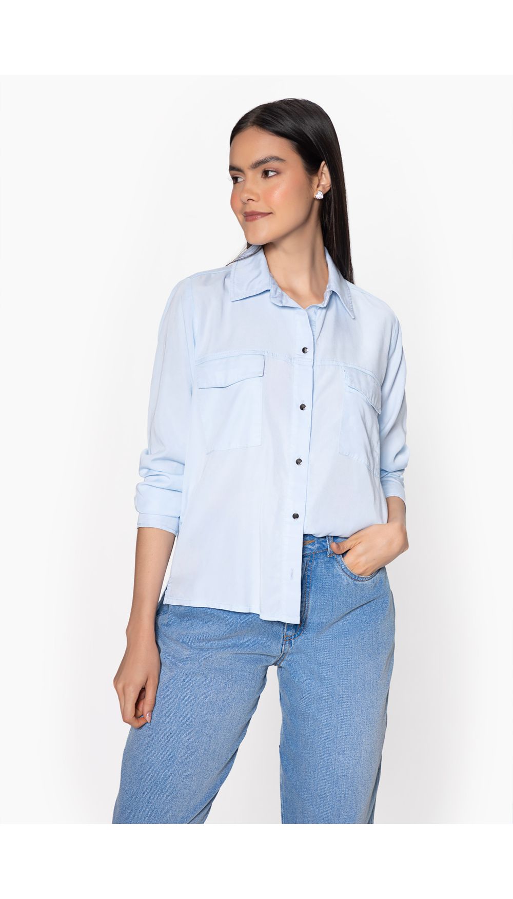 Camisa dama en denim manga larga