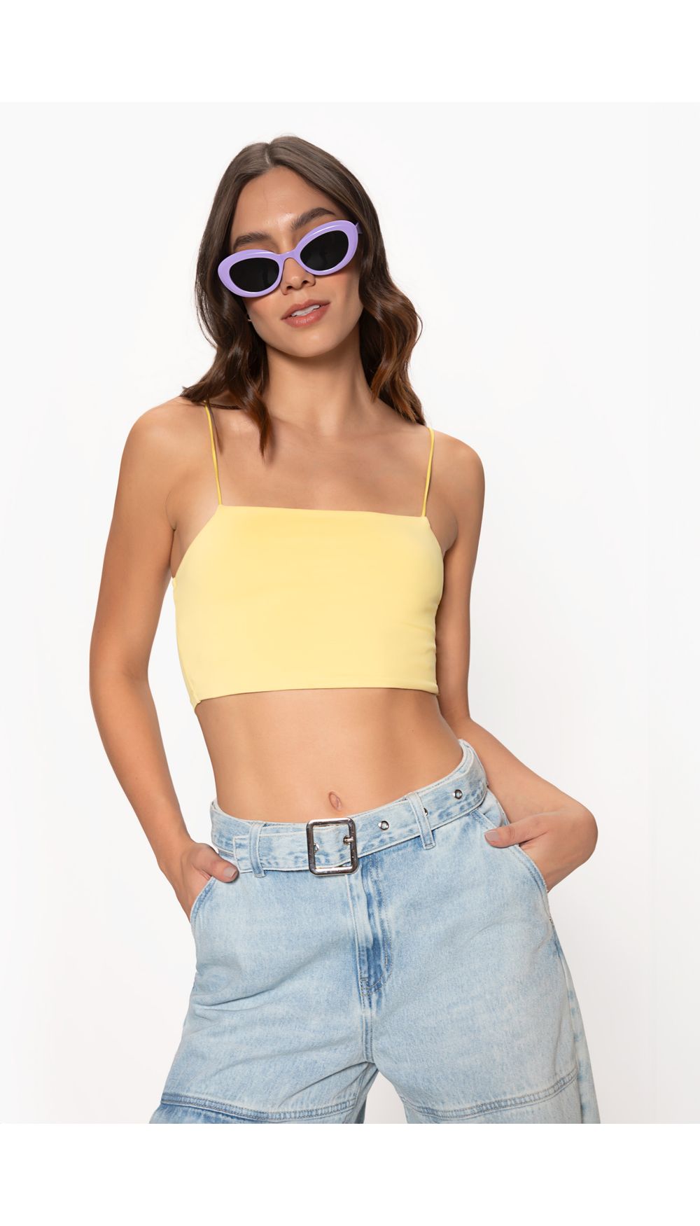 Blusa crop con tira pitillo para mujer