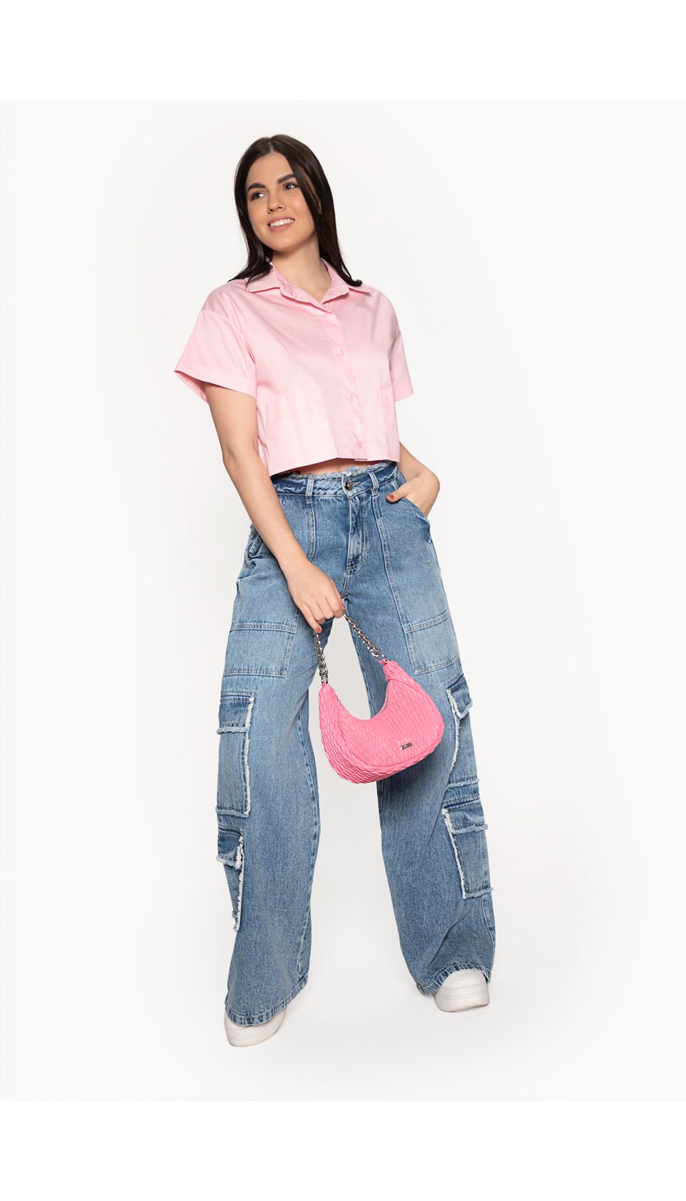 Blusa camisera crop para mujer manga cor