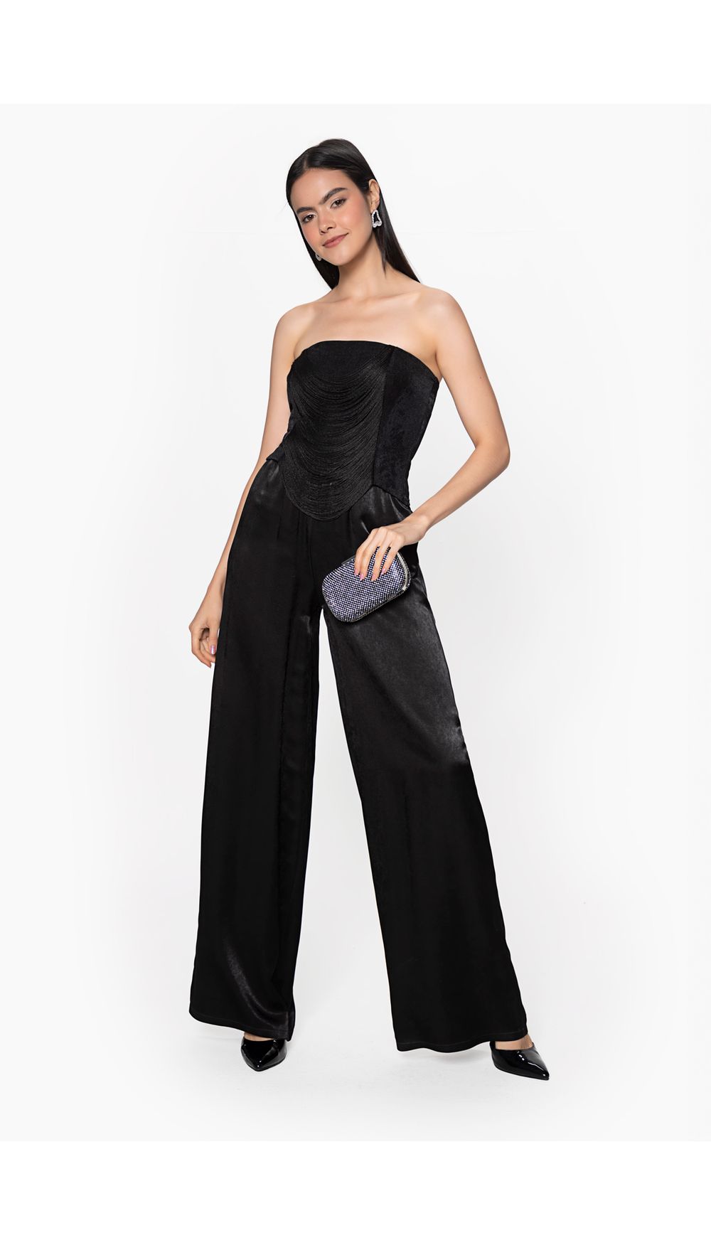 Blusa con flecos para dama strapless