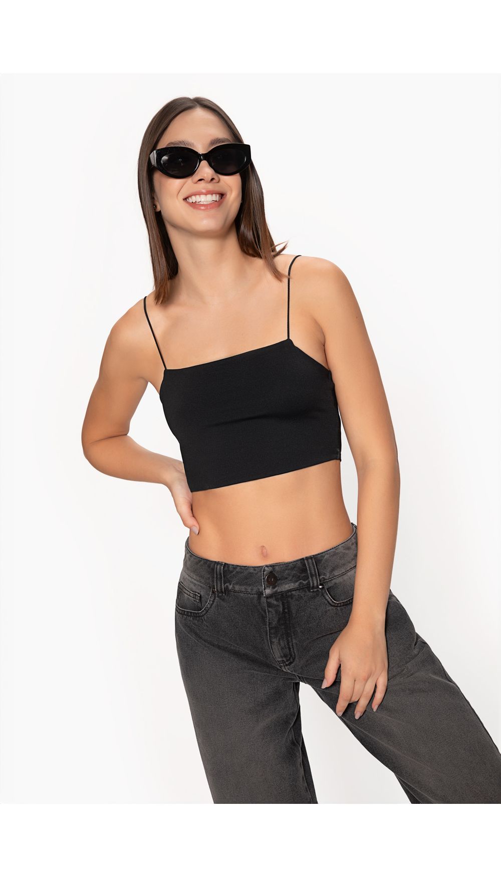 Blusa crop con tira pitillo para mujer