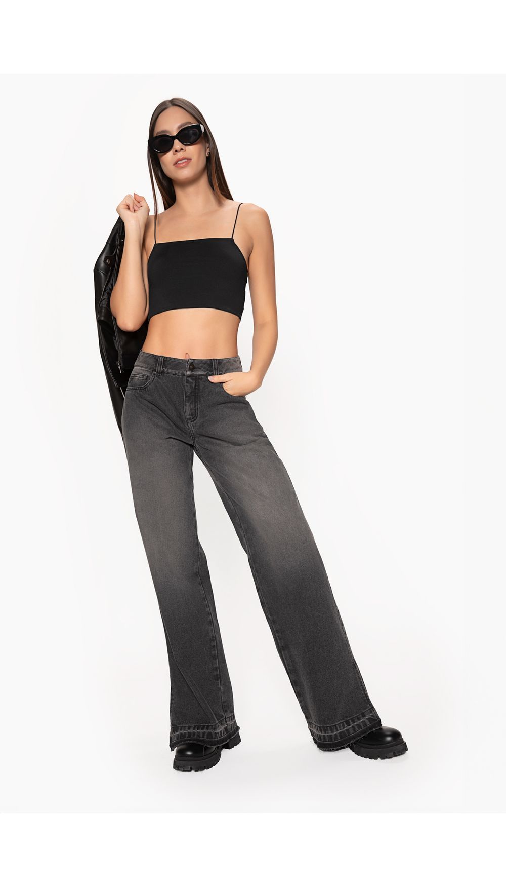 Blusa crop con tira pitillo para mujer