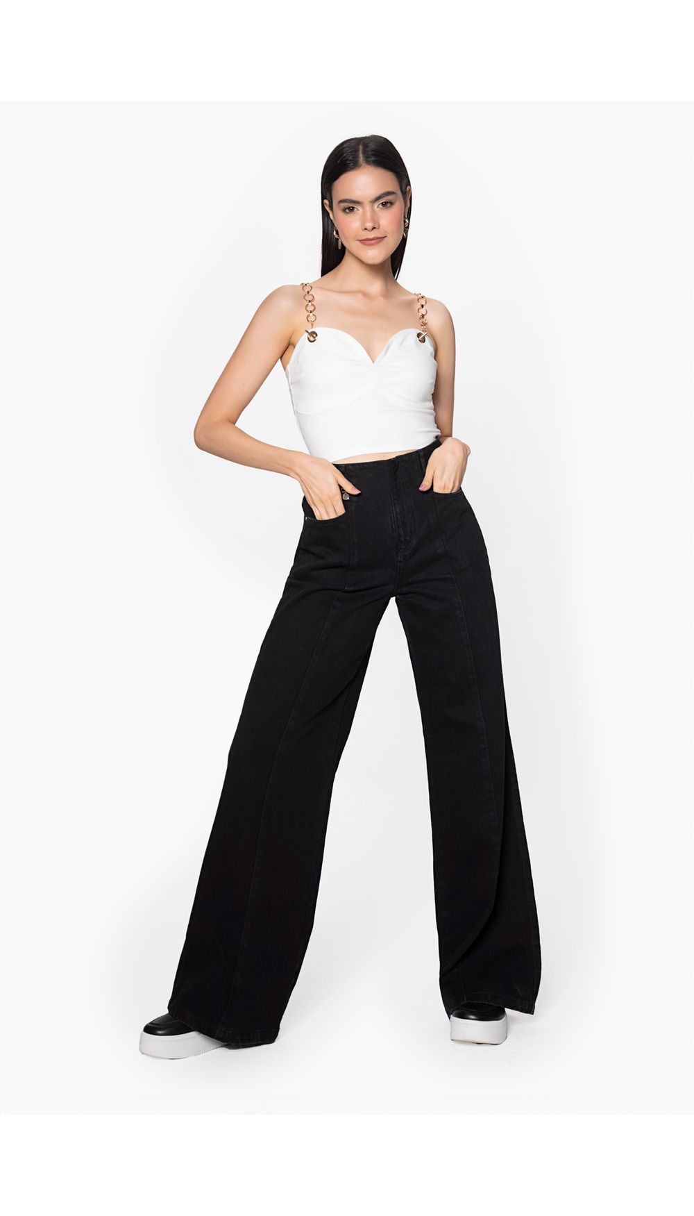 Blusa dama con  tiras de cadena