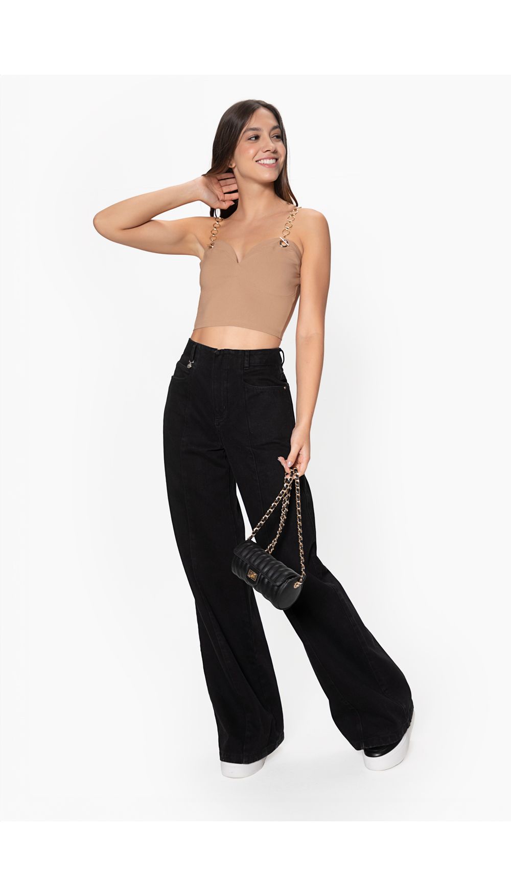 Blusa dama con  tiras de cadena