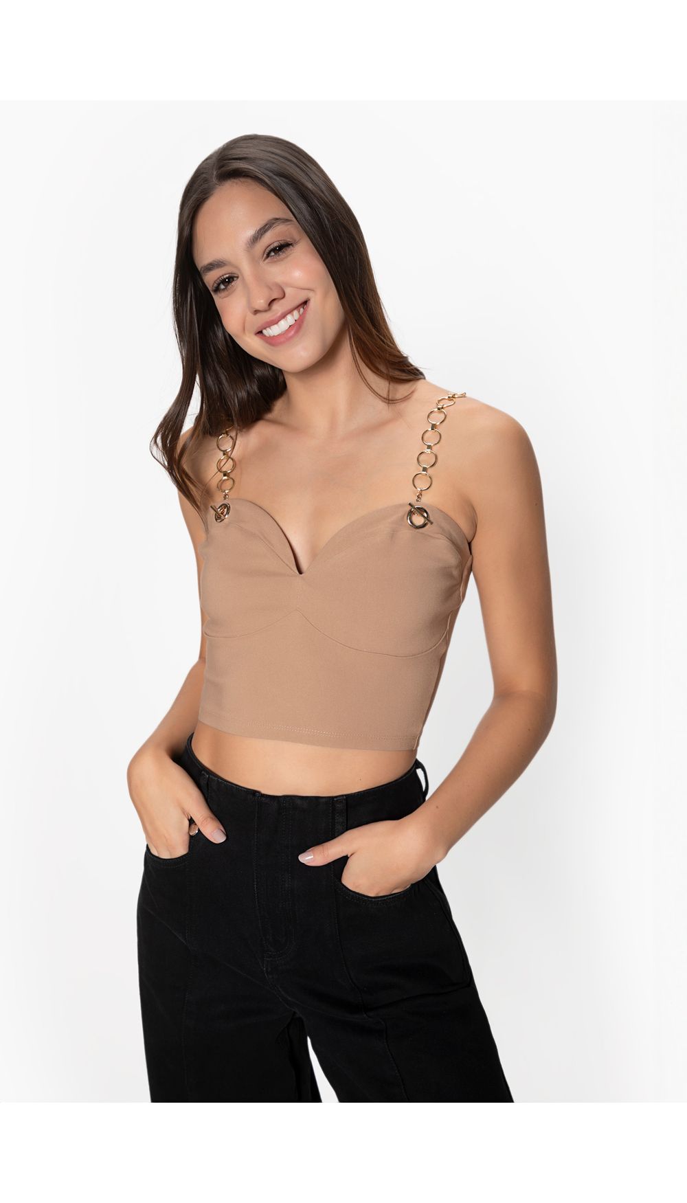 Blusa dama con  tiras de cadena