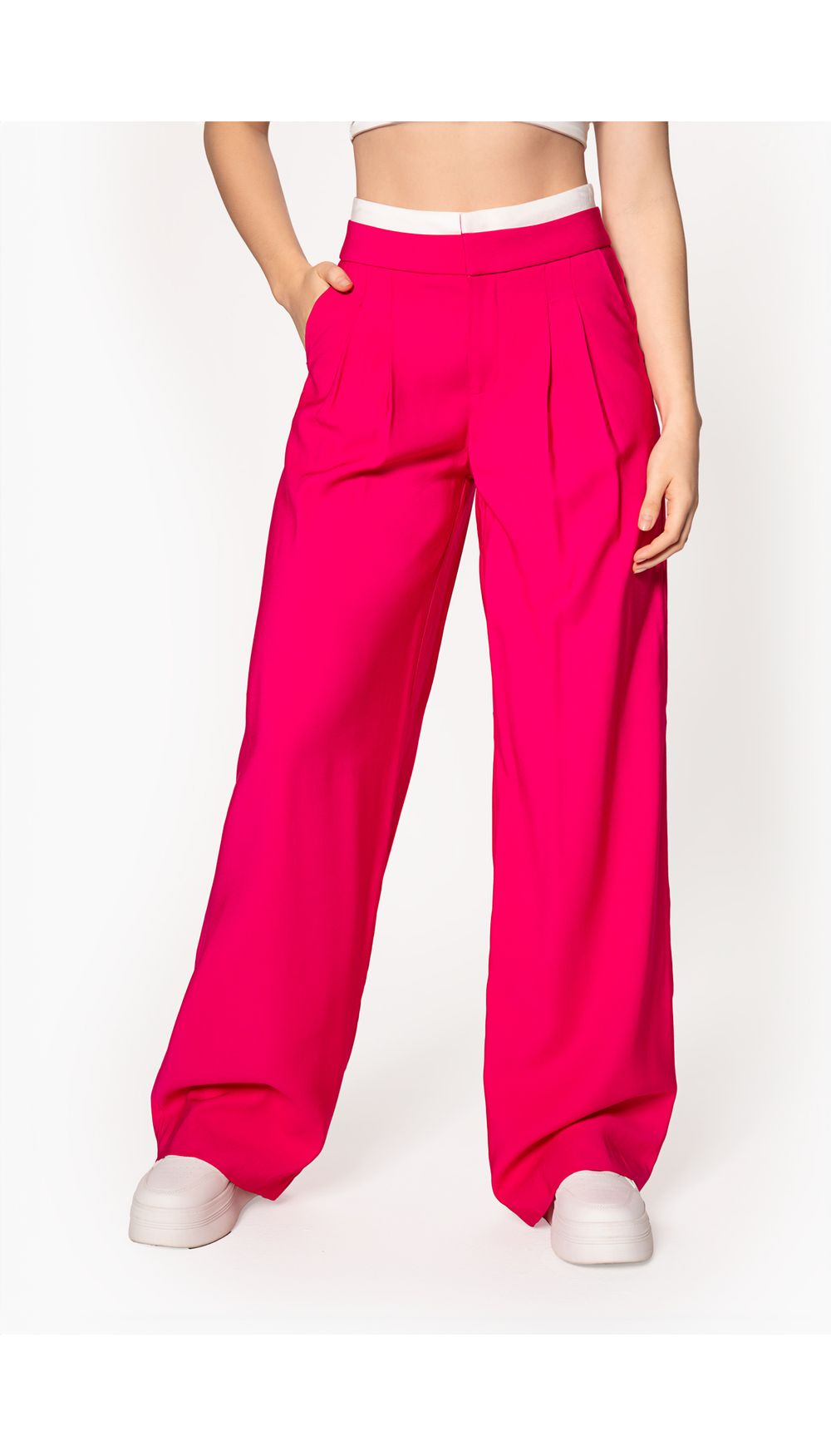 Pantalon palazzo con doble pretina para