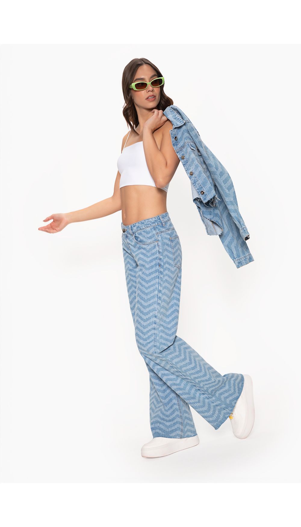 Jean para mujer tiro medio laser palazzo