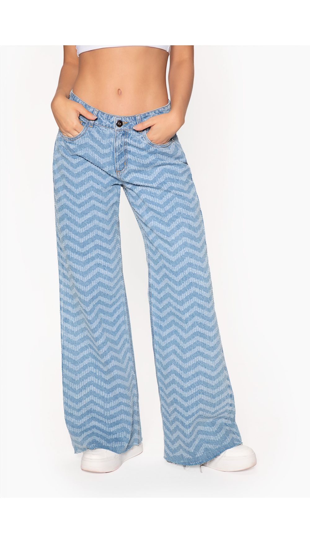 Jean para mujer tiro medio laser palazzo