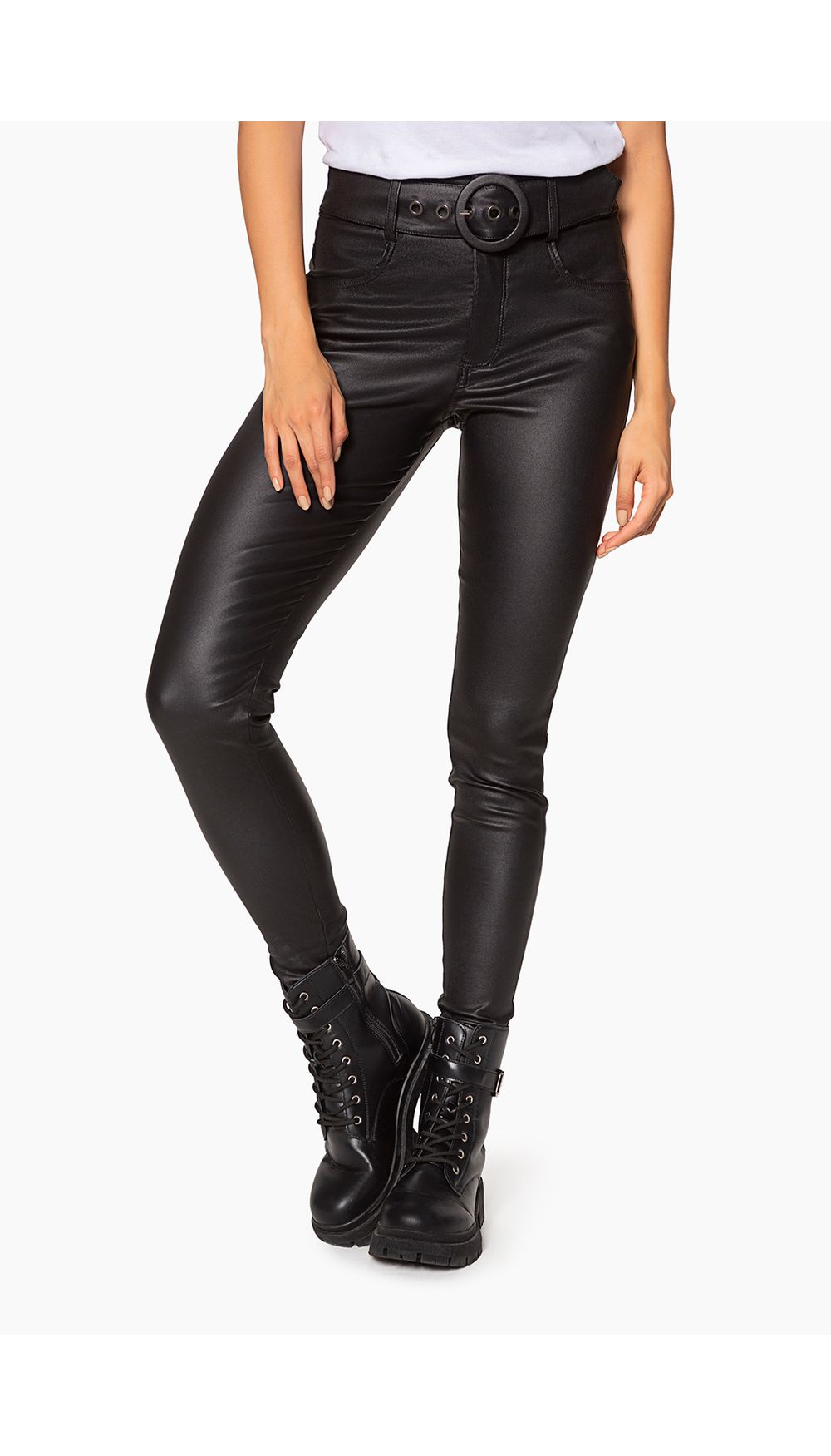 Jean  dama  tiro alto skinny  con cintur
