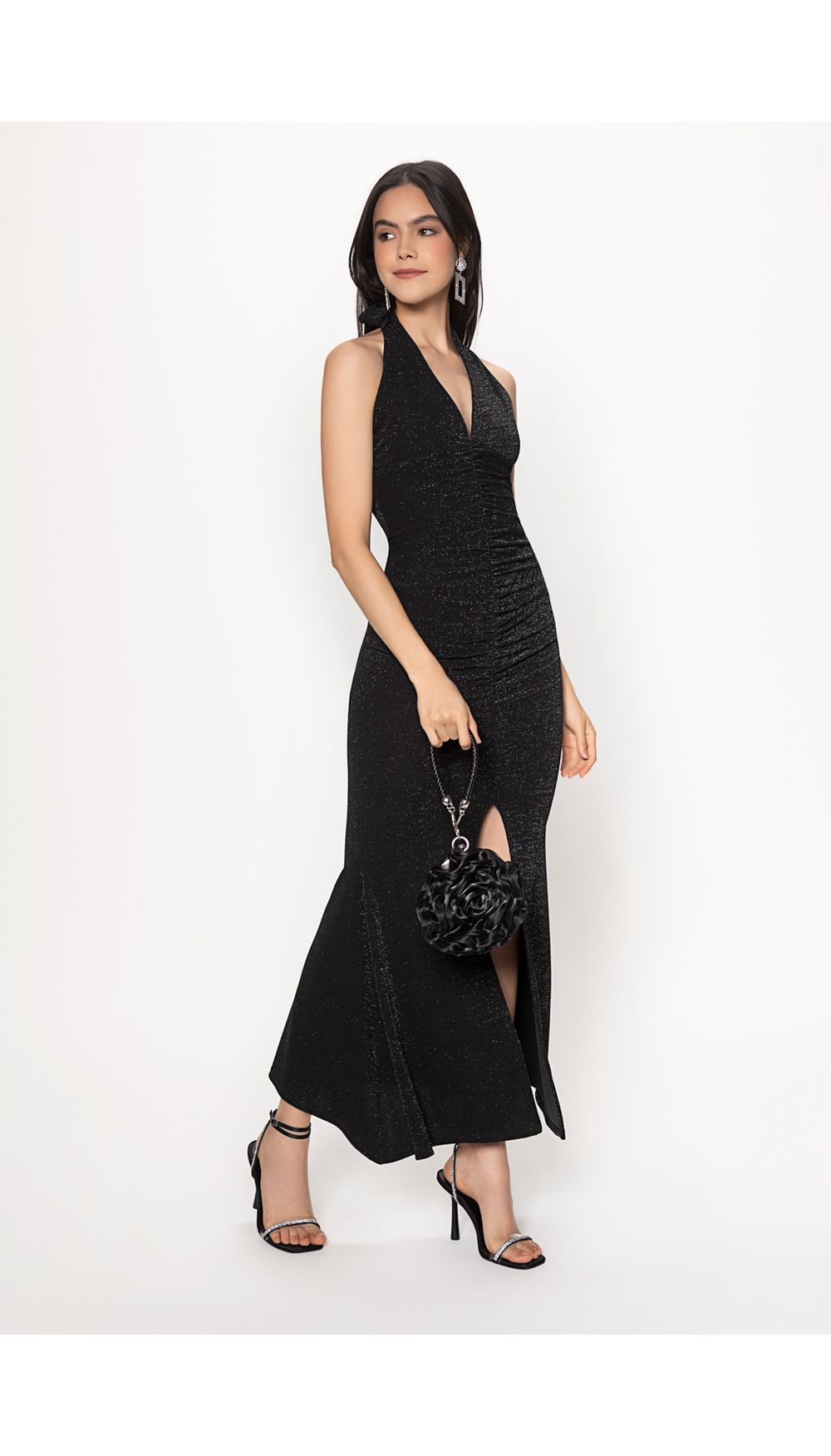 Vestido largo estilo halter para mujer