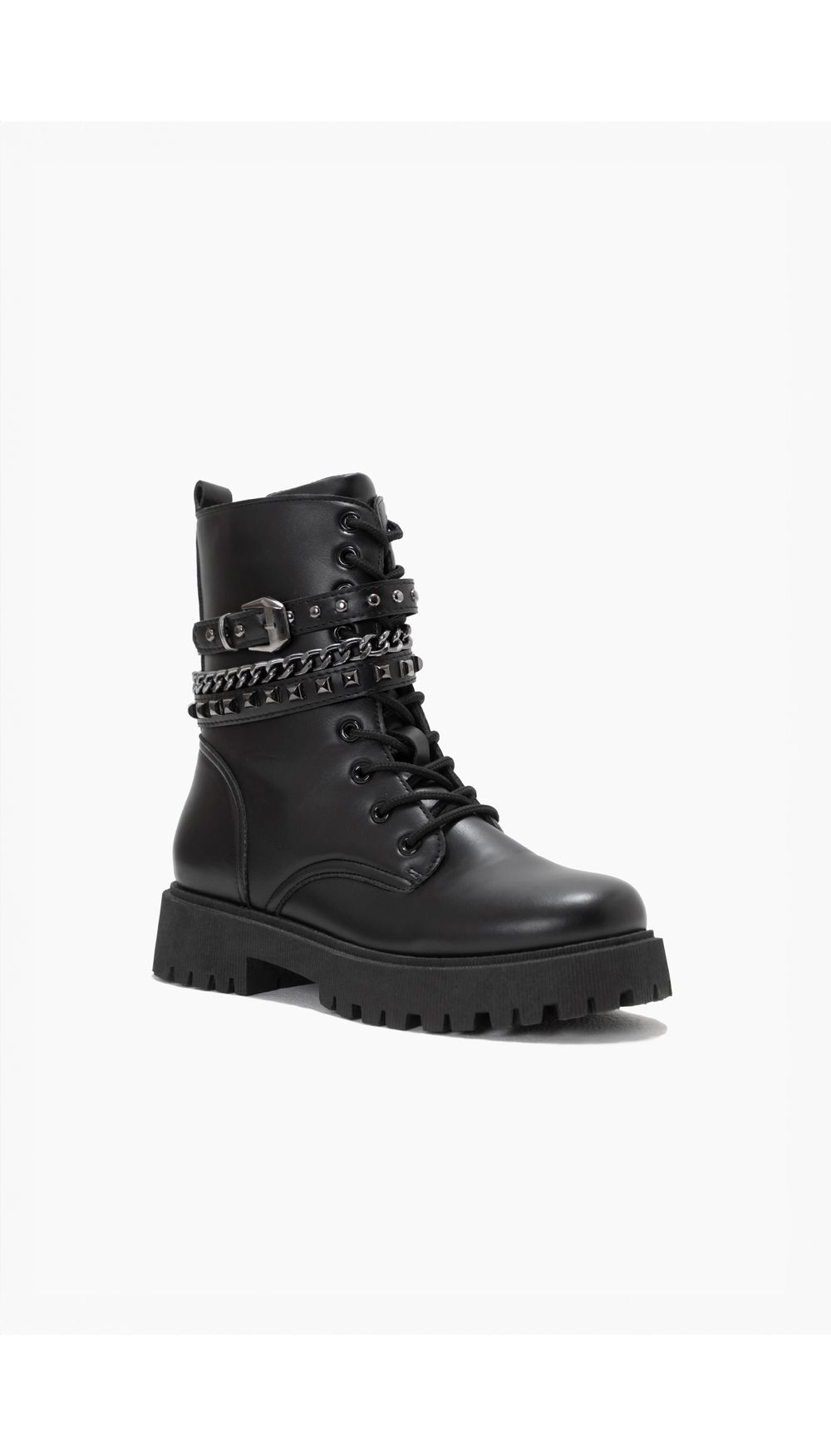 Bota combat con cadena y taches