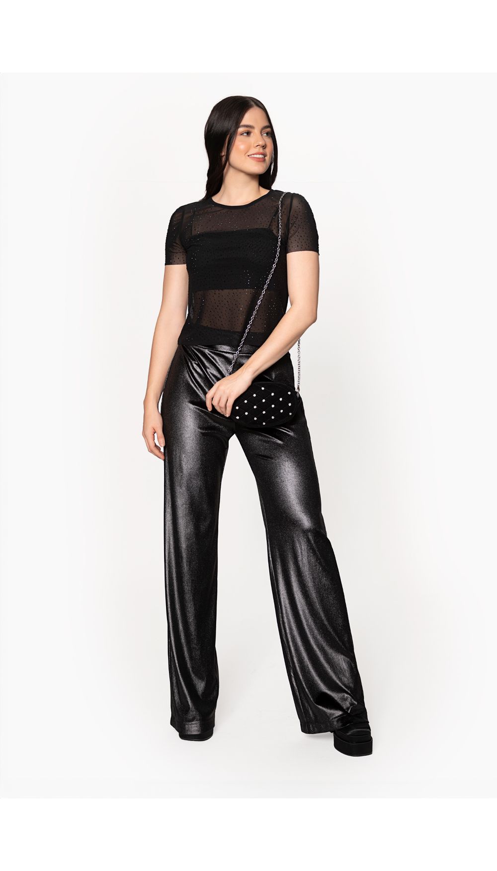 Pantalon palazo para dama pretina ancha