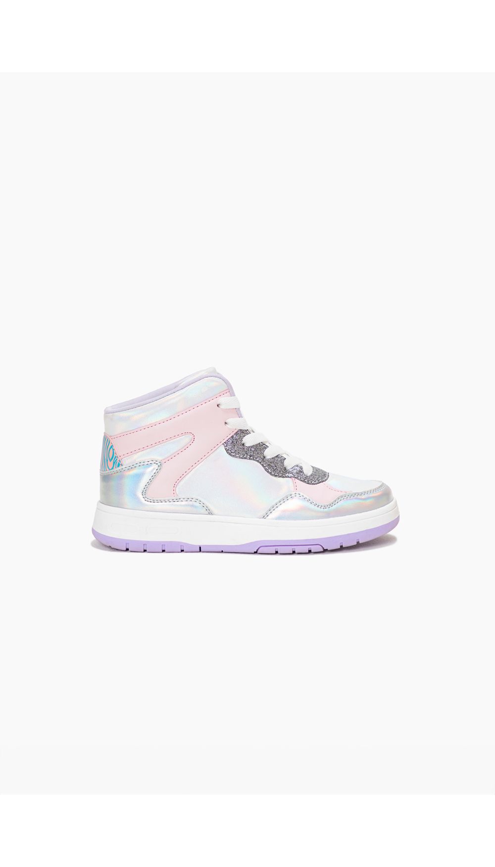 Tenis tipo bota con tornasoly glitter