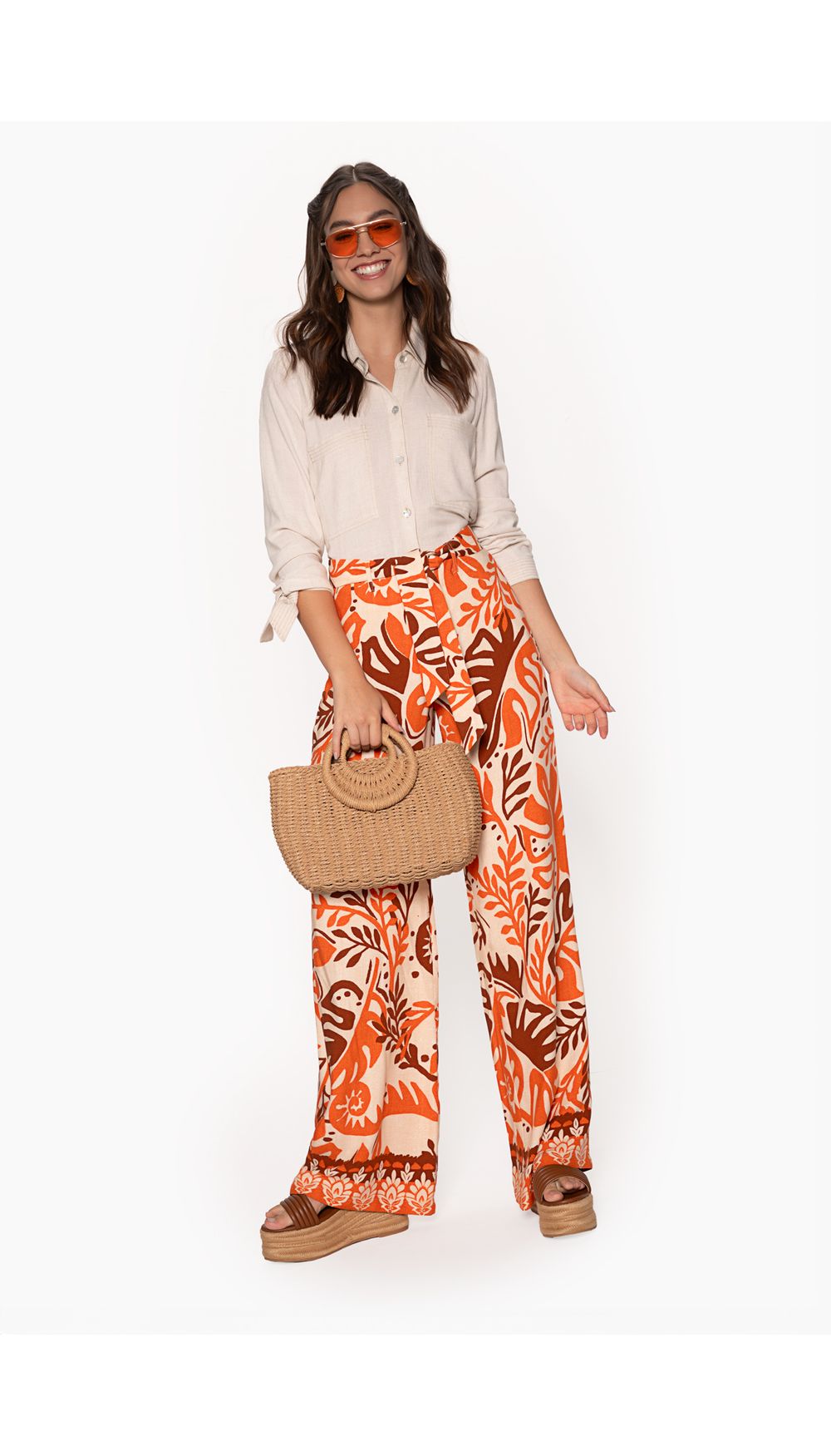 Pantalon palazo para mujer con cinturon