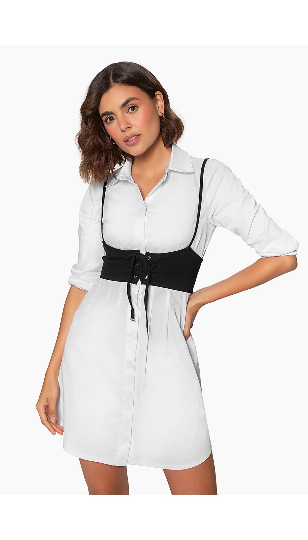 Vestido corto para dama con cinturon