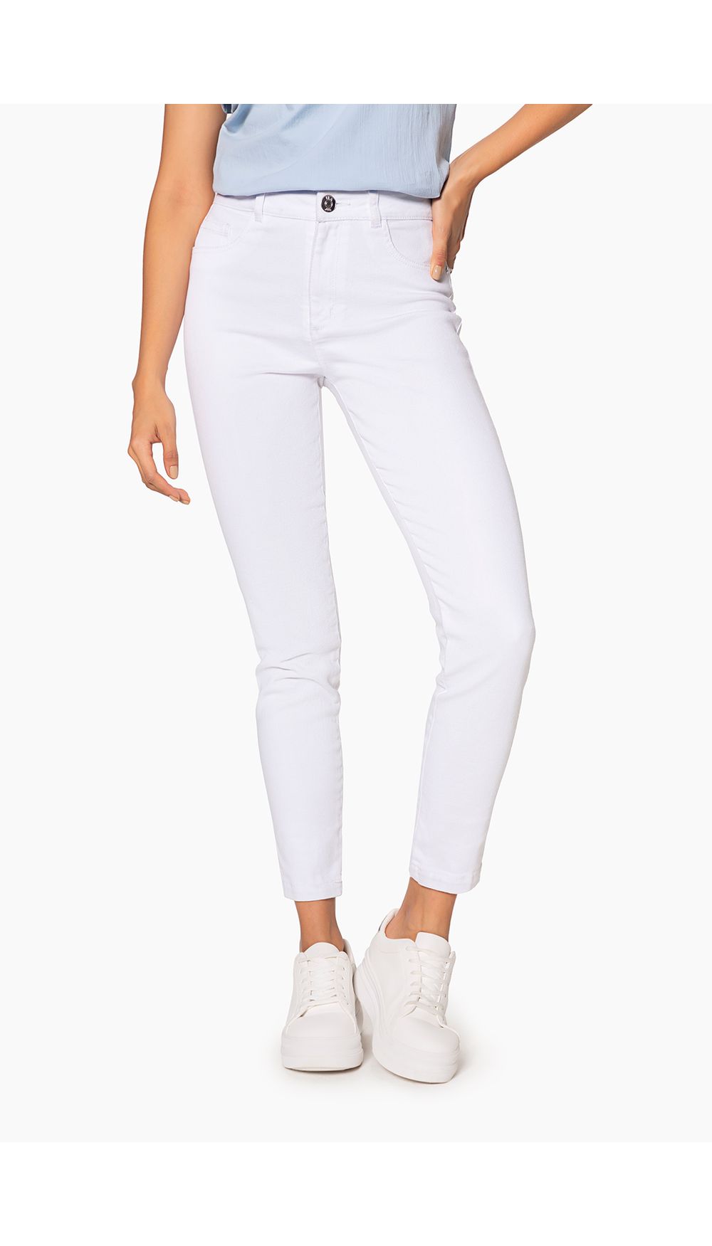 Jean skinny blanco tiro alto basico
