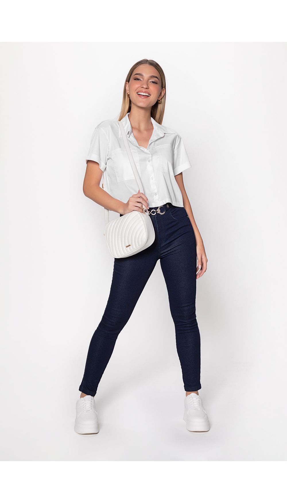 Jean dama tiro alto skinny con insumo en