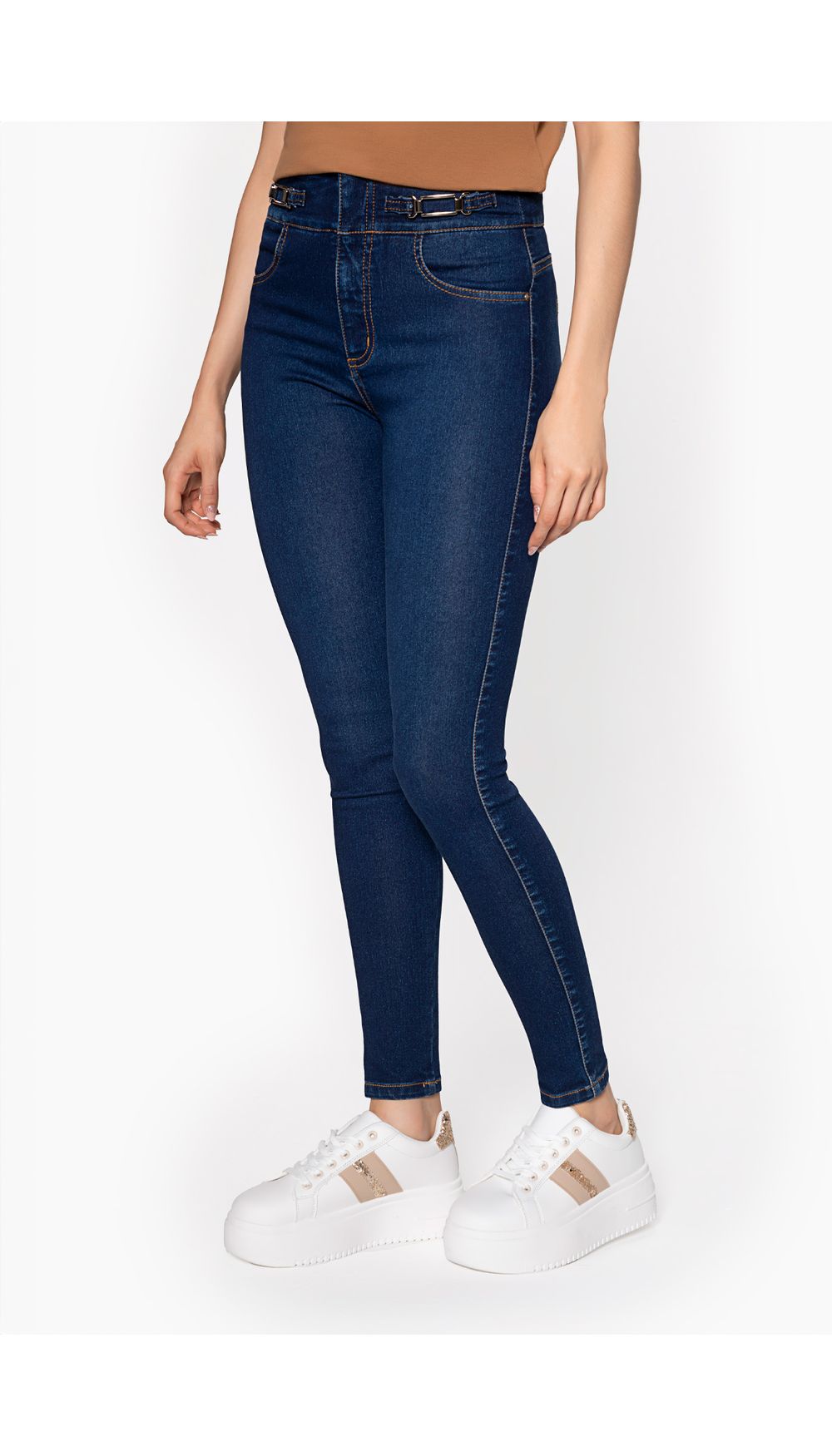 Jean dama tiro alto  ultra slim  pretina