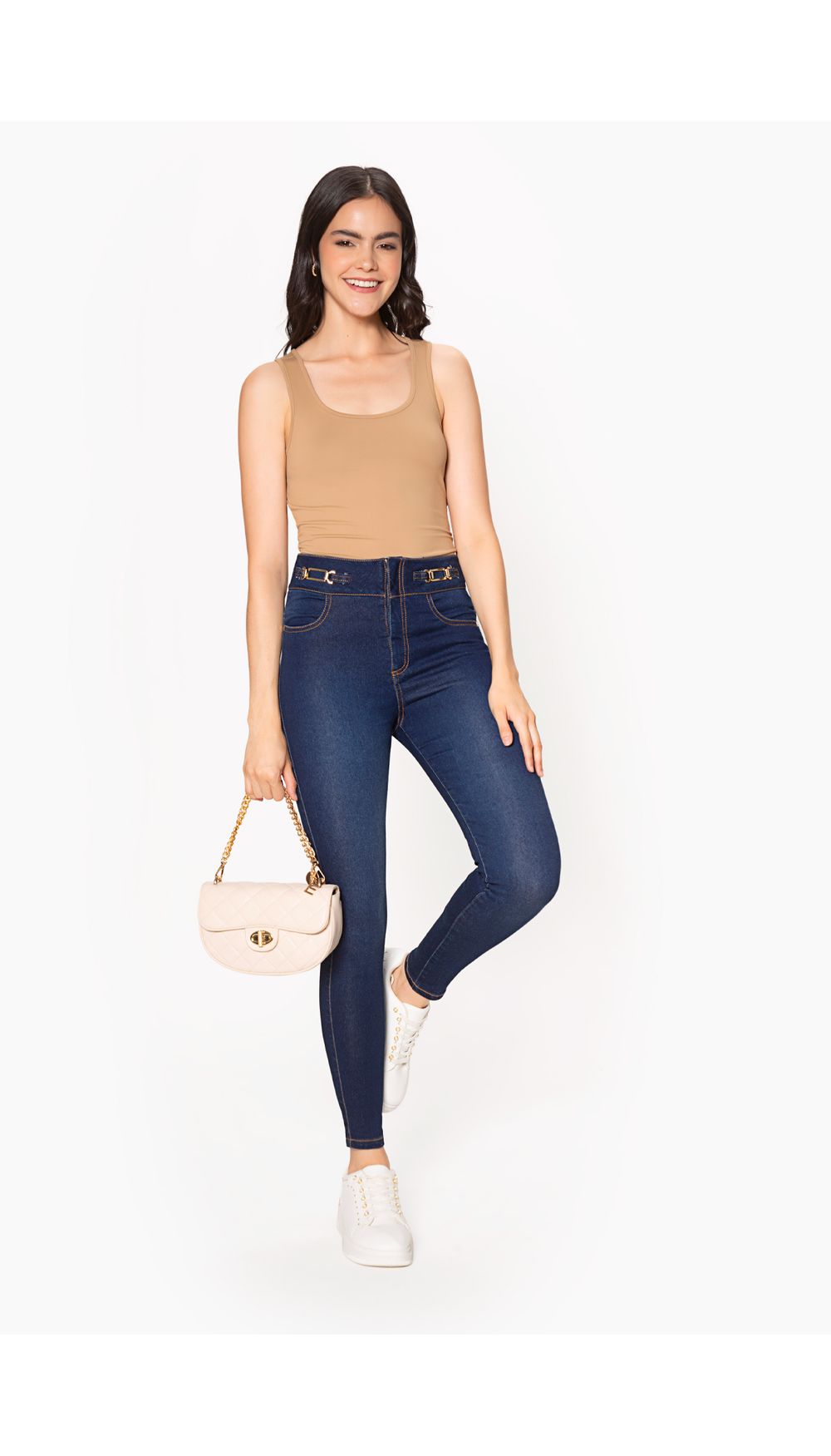 Jean dama tiro alto  ultra slim  pretina