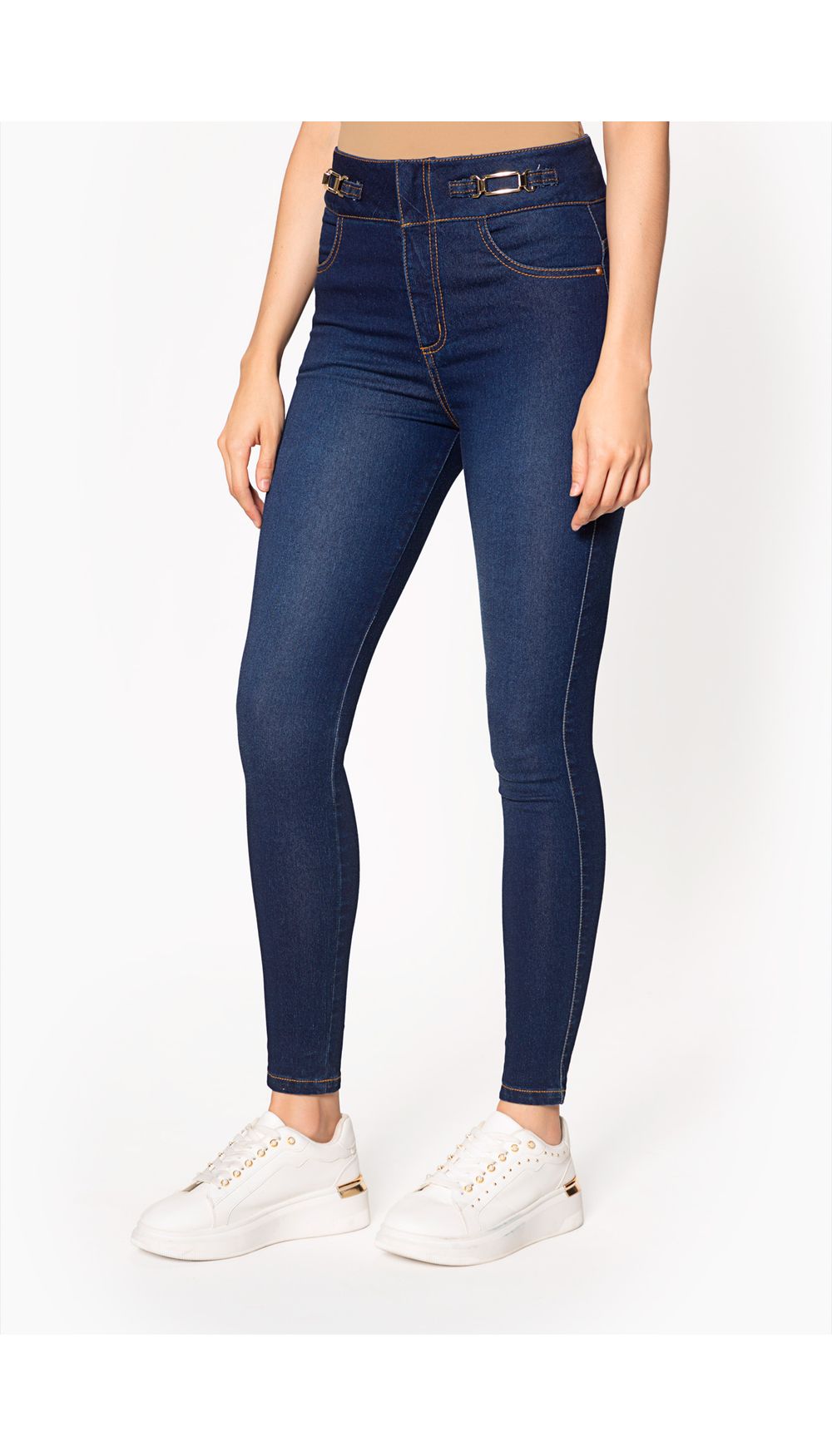 Jean dama tiro alto  ultra slim  pretina