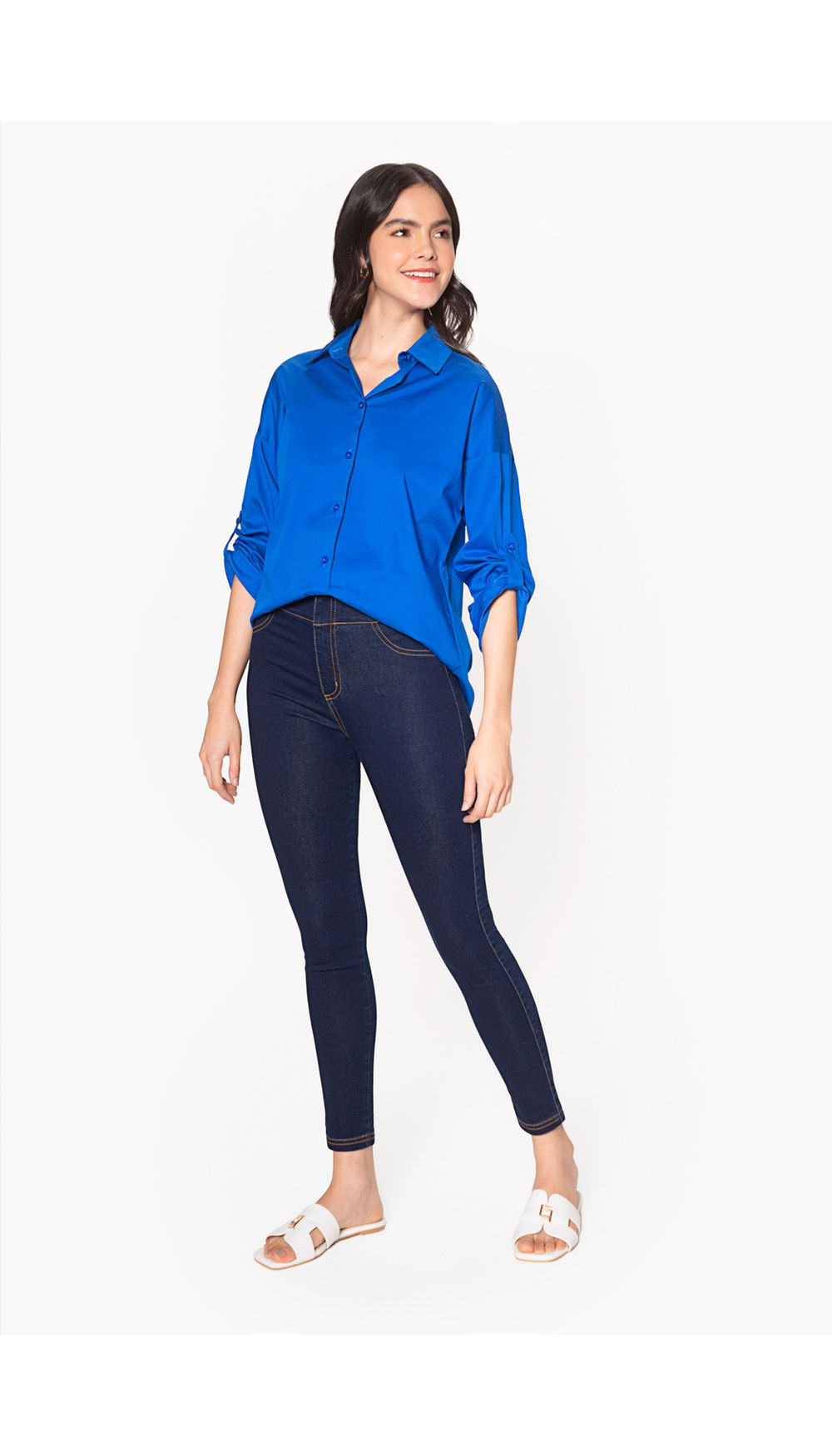Jean dama tiro alto  skinny  pretina anc