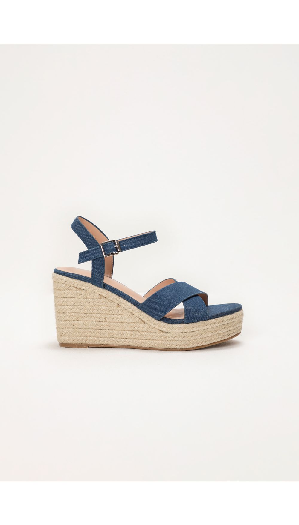 Plataforma en denim con yute
