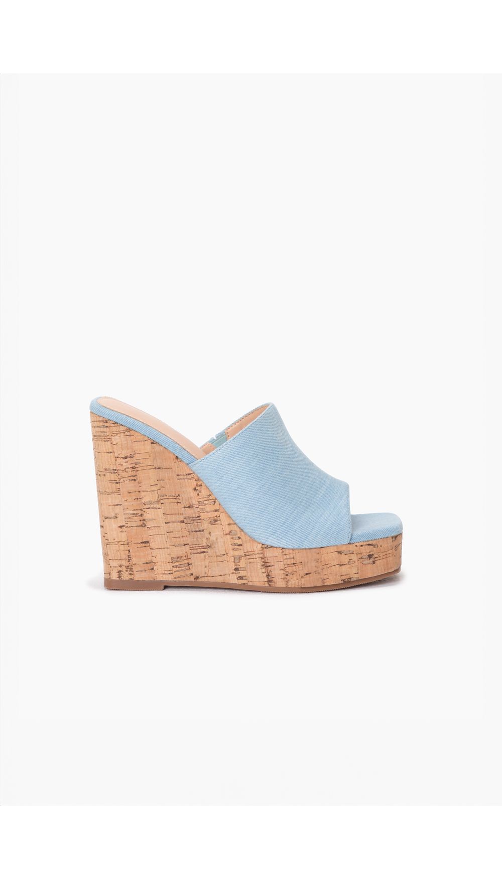 Tacón zueco en denim forrado en aparienc