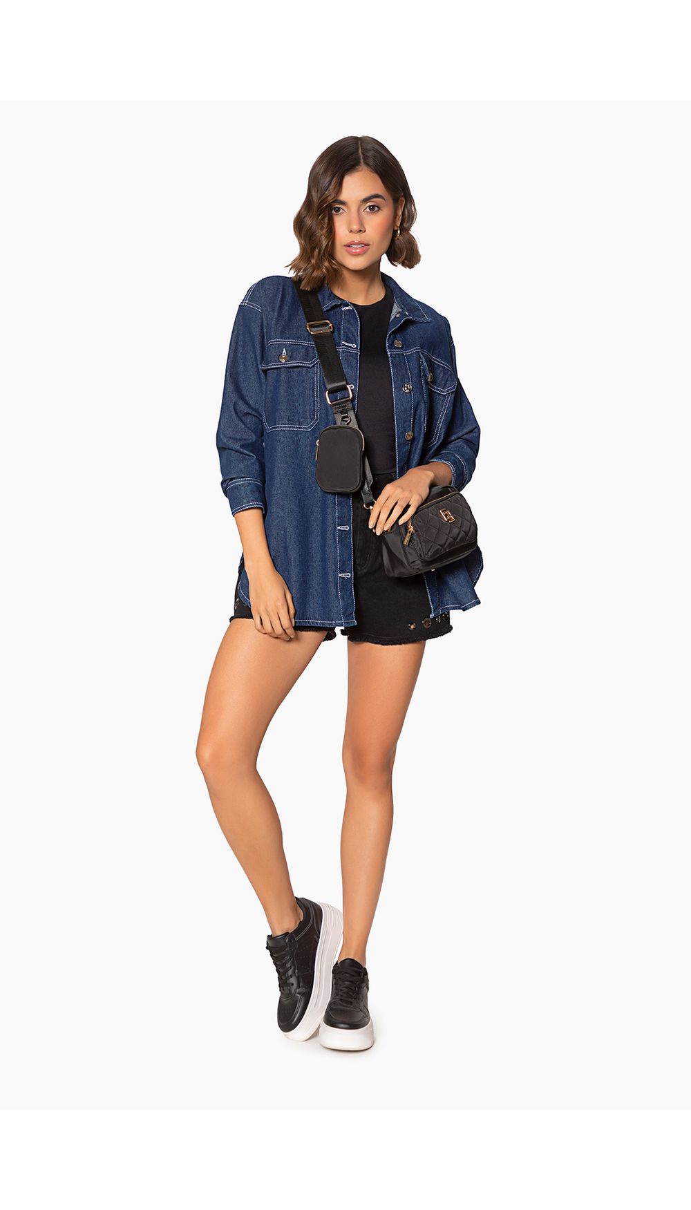 Sobrecamisa en denim para dama manga lar