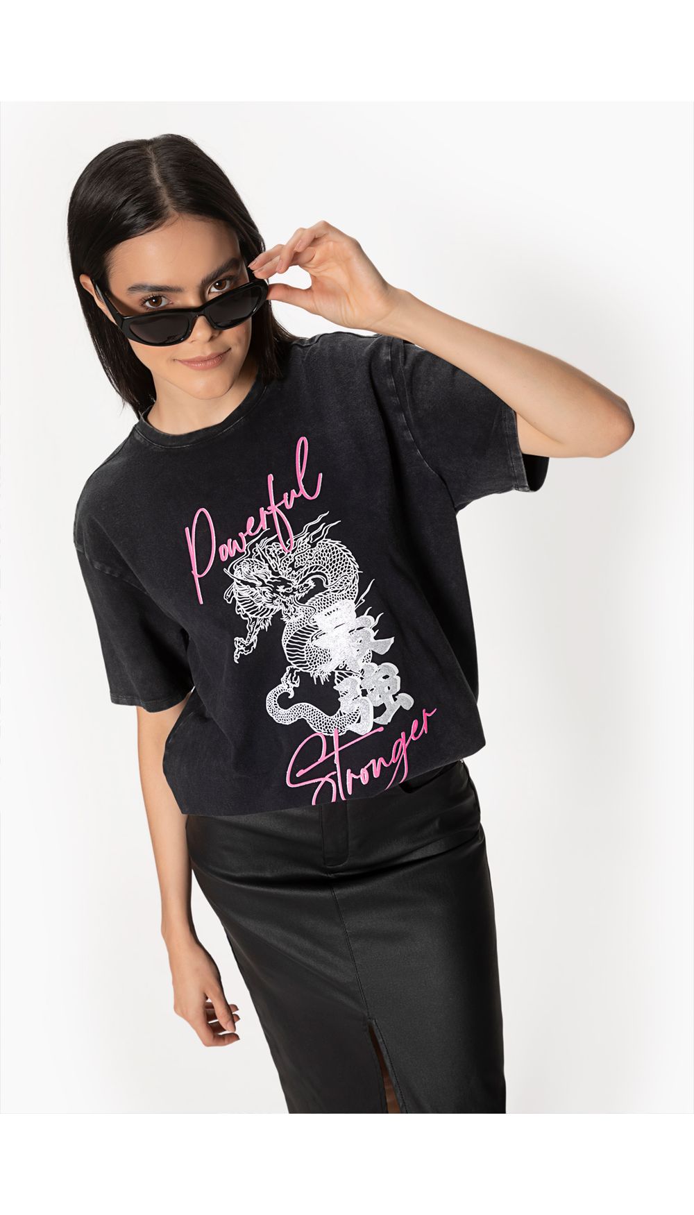 Camiseta estampada oversize para mujer
