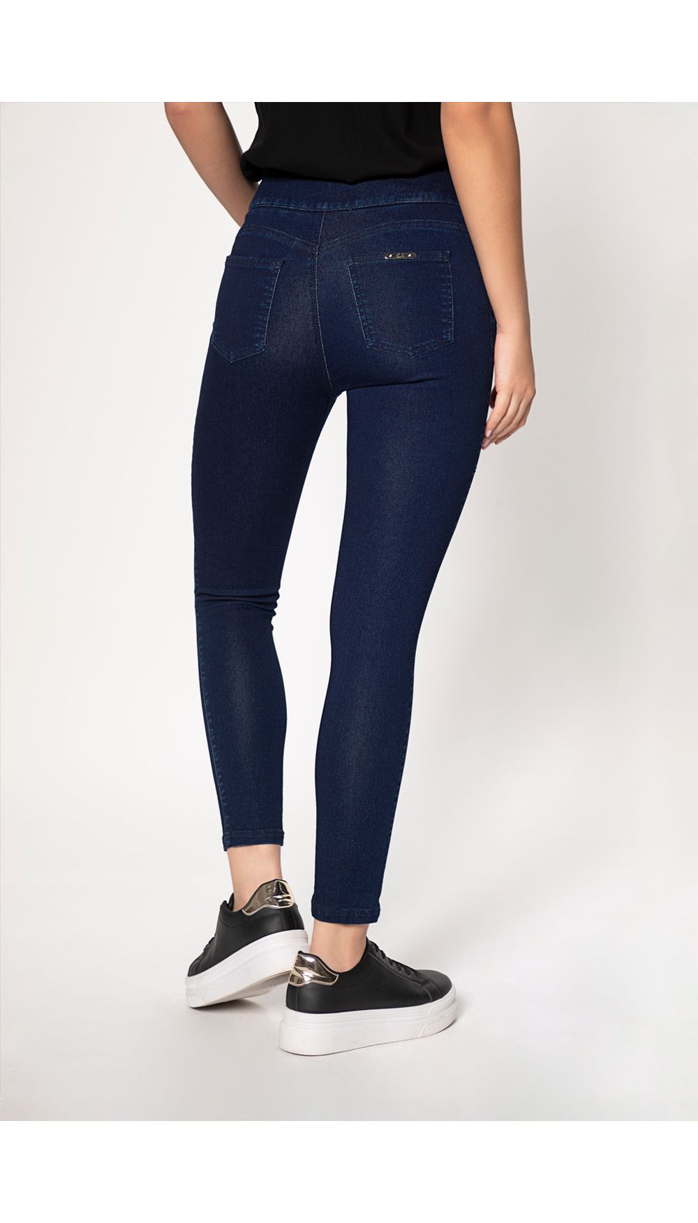 Jean dama tiro alto skinny pretina ancha