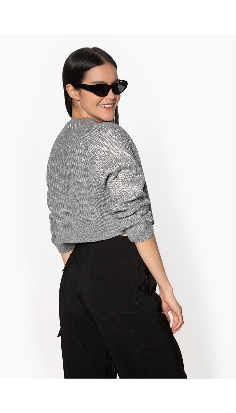 Buzo tejido con foil para mujer