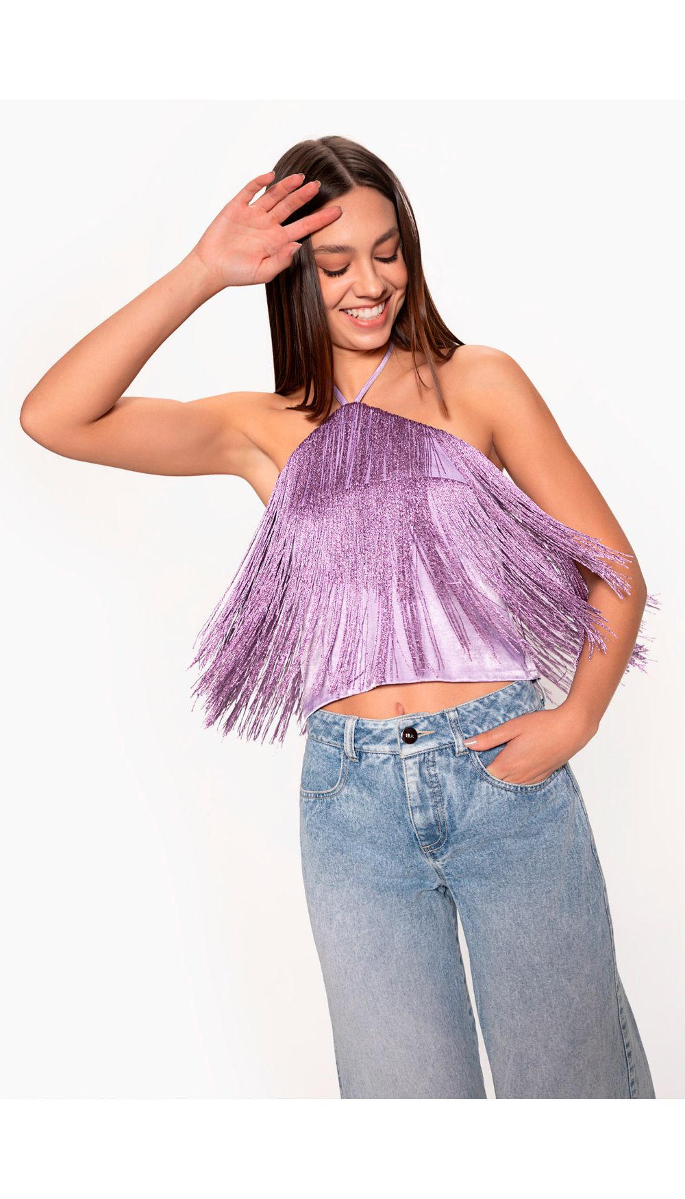 Blusa con flecos para mujer estilo halte