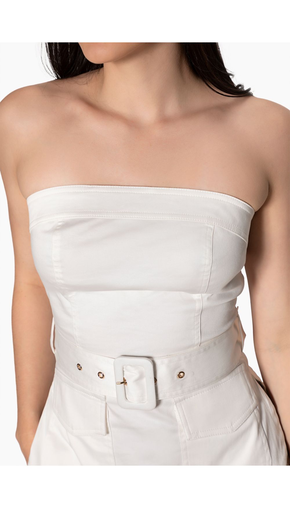 Blusa strapless para mujer con cinturon